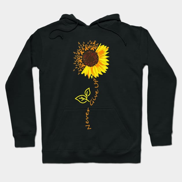 Sunflower Never Give Up Multiple Sclerosis Awareness Hoodie by aaltadel